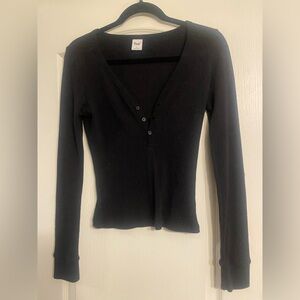 TNA Black Buttoned Long Sleeve Top